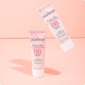 pūrlisse before and after cheek swatch showing improved radiance