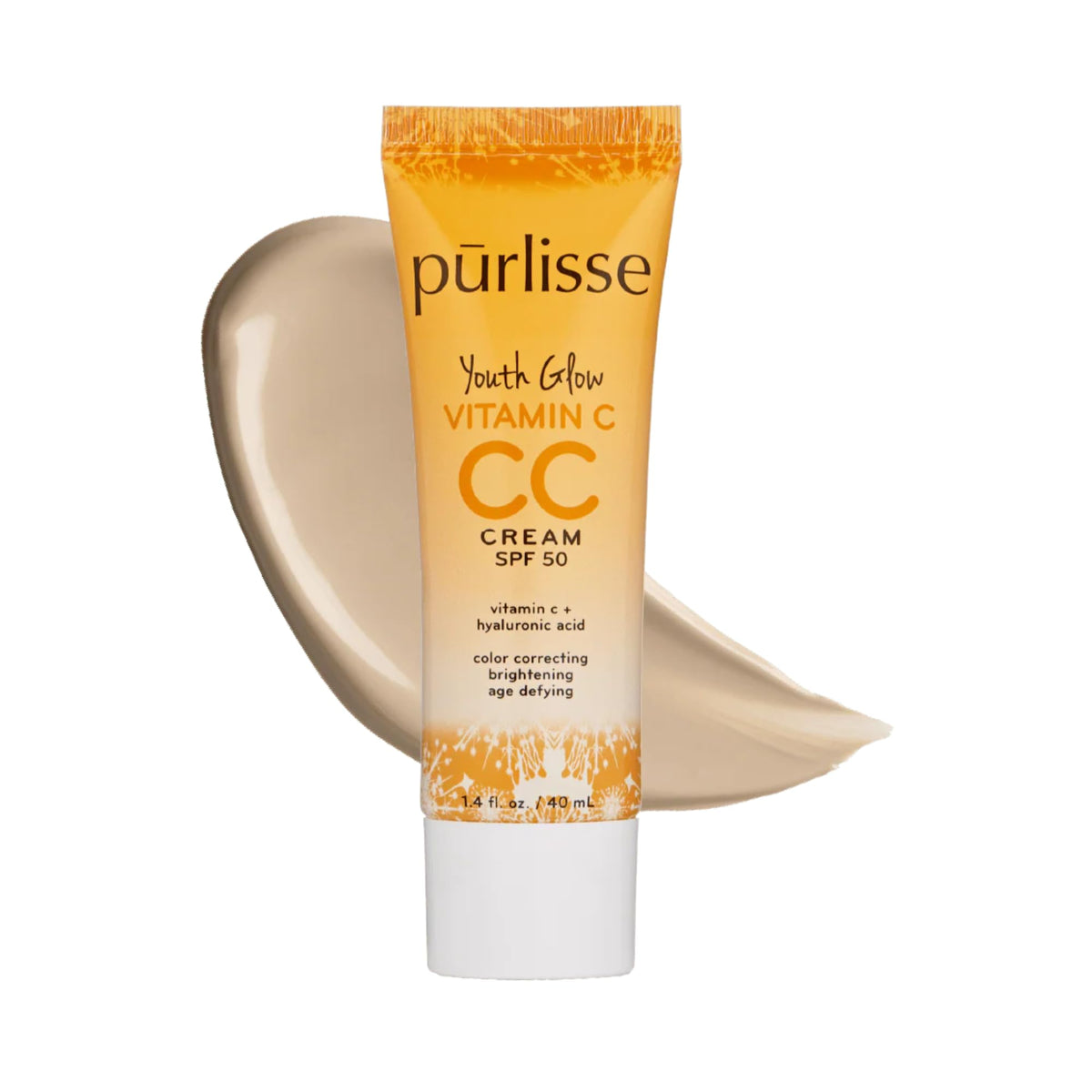 pūrlisse front packaging showing CC cream tube and SPF benefit