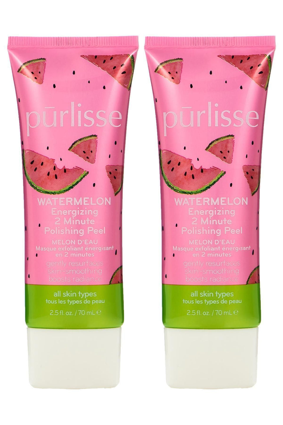 pūrlisse front packaging showing two bottles and brightening benefit