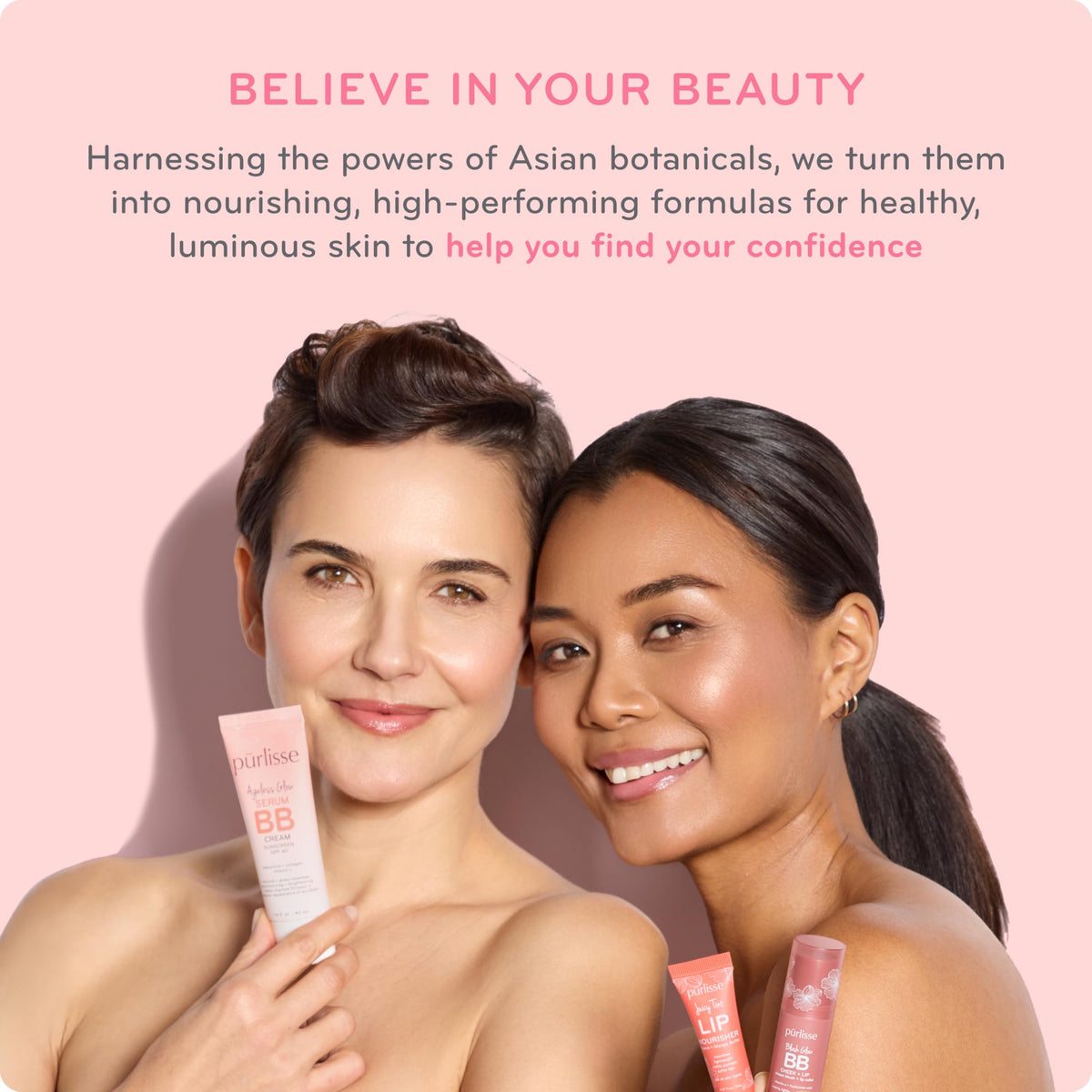 pūrlisse BB cream on bathroom vanity lifestyle scene for everyday morning use