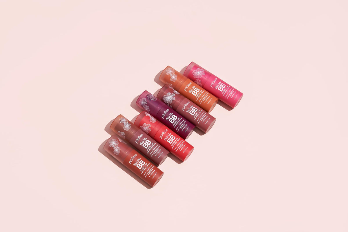 pūrlisse stick inside handbag showing travel-friendly makeup convenience