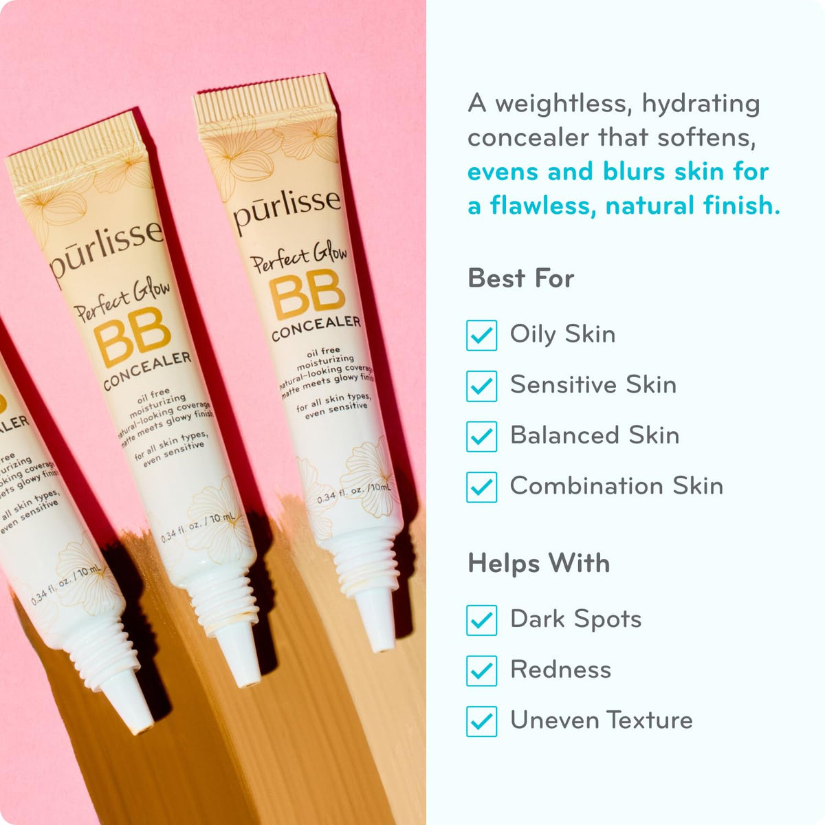 pūrlisse concealer wand open showing applicator tip for precise under-eye coverage
