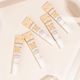 pūrlisse before and after under-eye image demonstrates brightening and concealing effect
