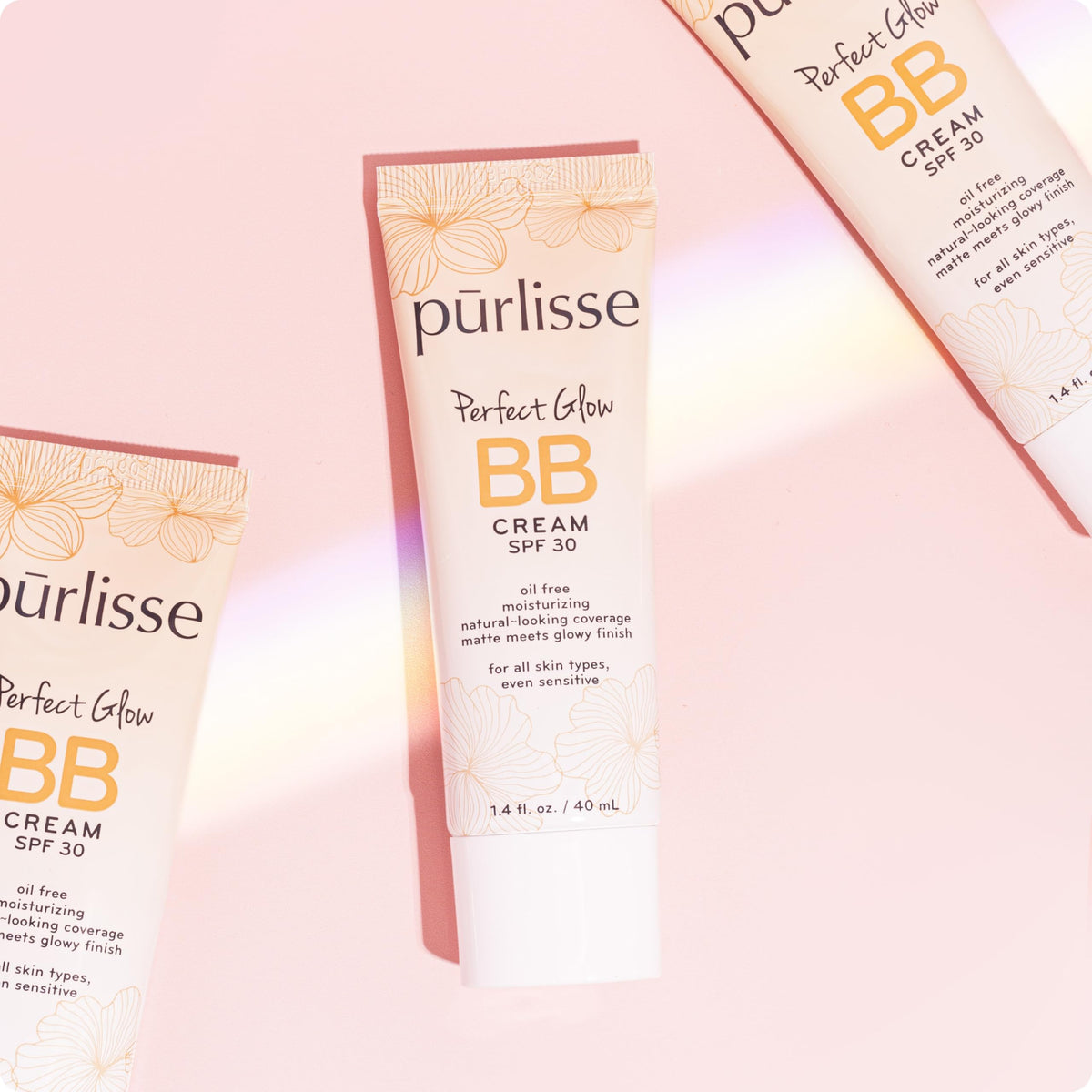 pūrlisse Perfect Glow before and after on cheek showing reduced redness