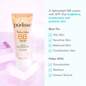 pūrlisse BB cream texture swatch showing smooth blendable finish benefit