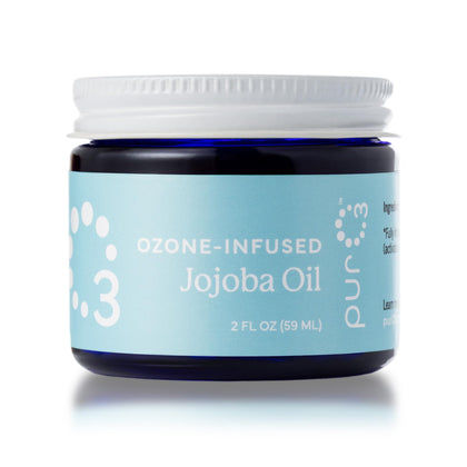 PurO3 front glass jar showing clean packaging and purity benefits