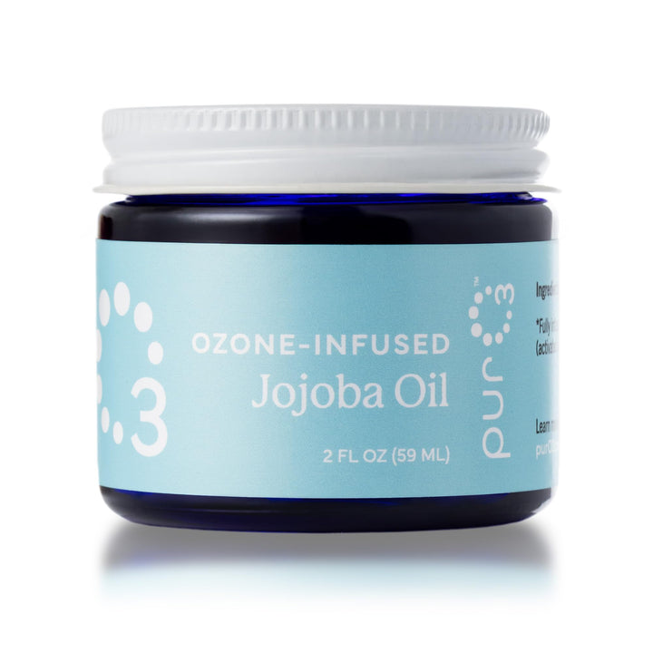 PurO3 front glass jar showing clean packaging and purity benefits