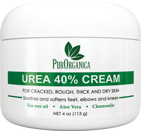 PurOrganica front packaging showing professional-strength urea 40% and benefit of smoother heels