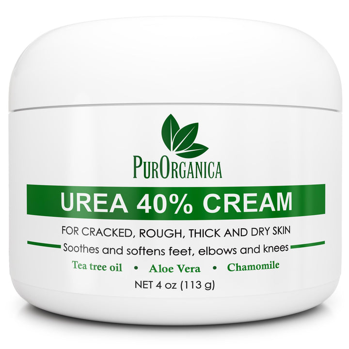 PurOrganica cream tube front view showing product and benefit of intensive foot repair