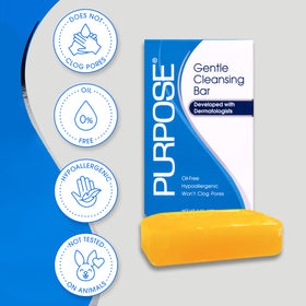 Purpose cleansing bar beside a ruler for size comparison and long-lasting value
