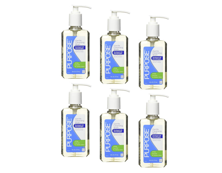 Purpose pump bottle front view showing clean minimalist label and easy dispensing