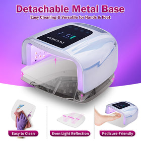 Purtato carry handle and side profile highlighting portability for mobile nail technicians