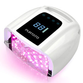 purtato front view of cordless 96W lamp showing compact profile and portability benefit