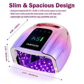 Purtato lamp used for pedicure with base removed for convenient foot access benefit