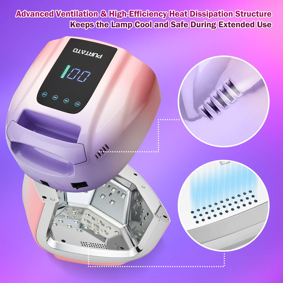 Purtato lamp in use manicure setting showing salon-quality results at home