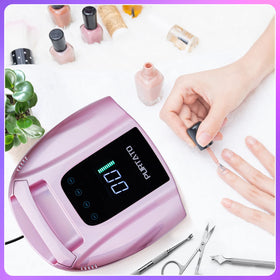Purtato lifestyle shot on-the-go, presents cordless rechargeable convenience for travel