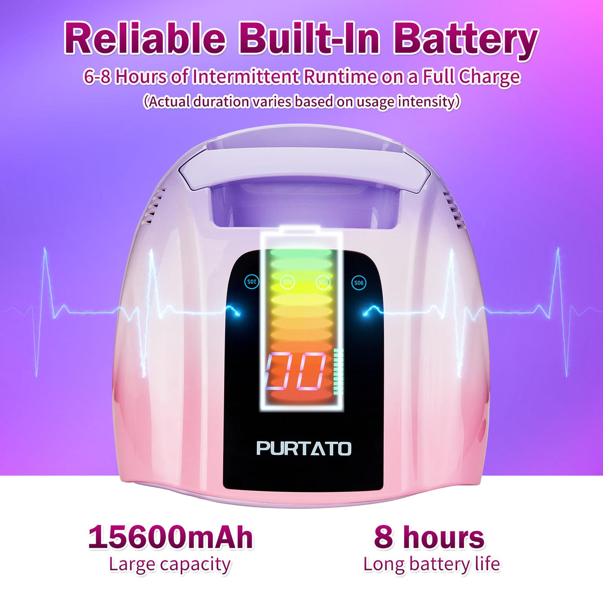 Purtato open view with hand inside demonstrating automatic infrared sensor and hands-free convenience