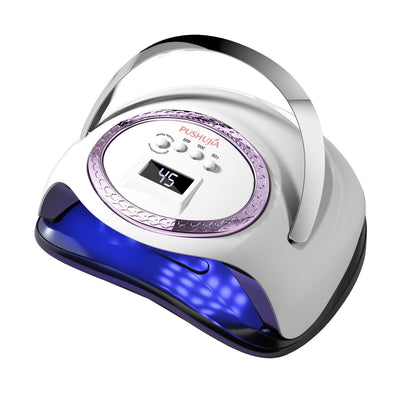 PUSHUJIA front view of nail lamp showing sleek design and large curing area for quick results