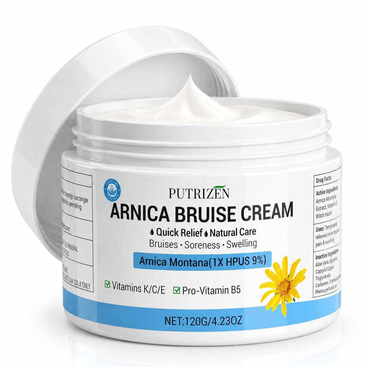 PUTRIZEN front tube showing product and benefit for bruises