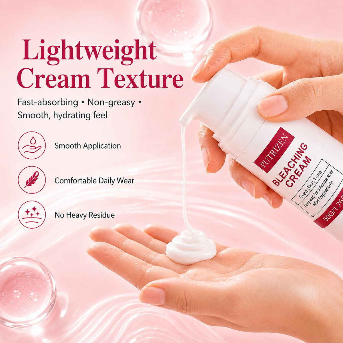 PUTRIZEN label detail showing actives list of niacinamide tranexamic acid vitamin C