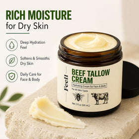 Pwkvsn raw honey, beeswax, grass-fed tallow trio highlighting natural ingredients