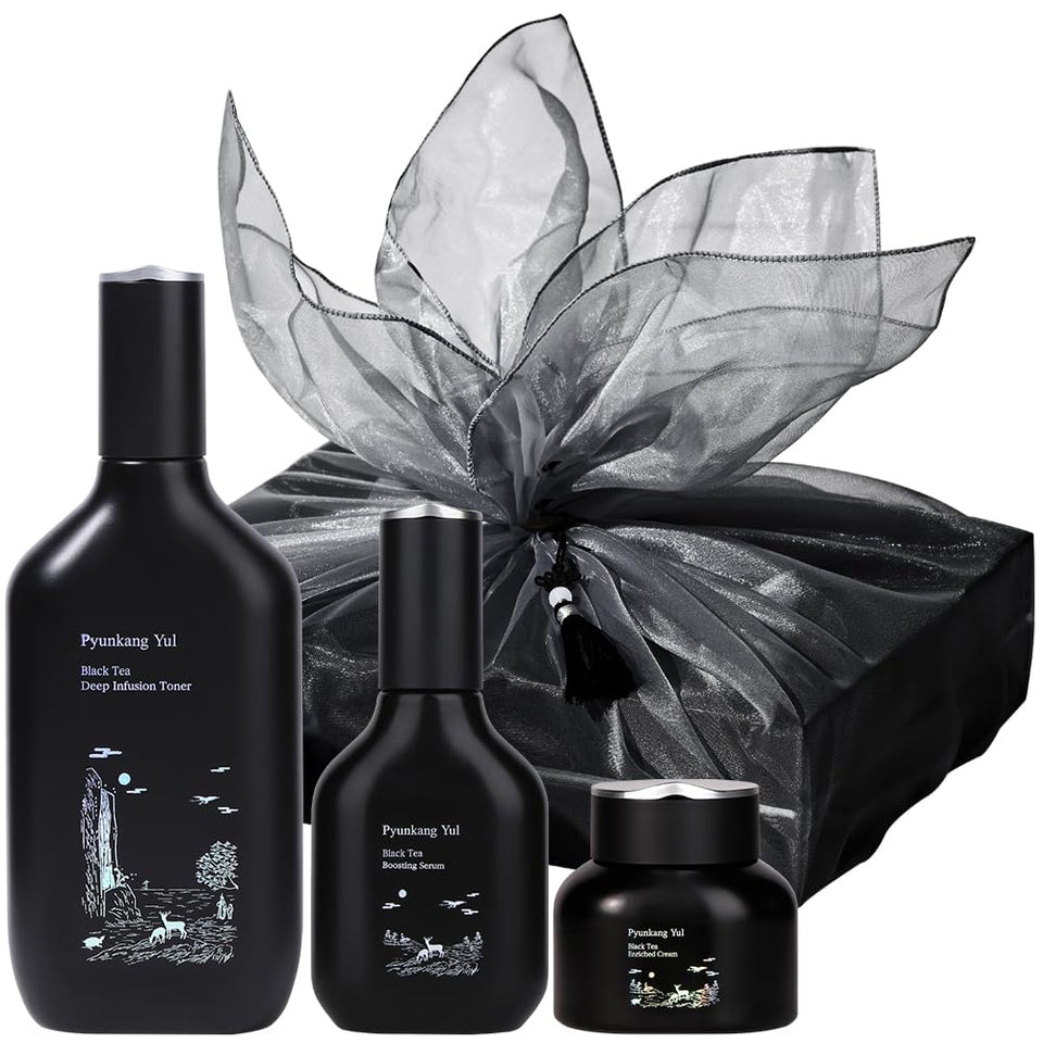Pyunkang Yul front packaging showing the full Black Tea gift box and elegant design benefit: ideal gift presentation