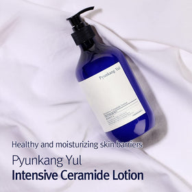 Pyunkang Yul family using lotion in bathroom depicting gentle, everyday hydration for all ages