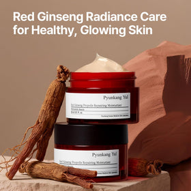 Pyunkang Yul ceramide and red ginseng ingredient display emphasizing barrier support