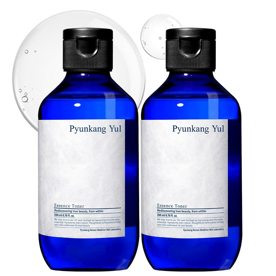 Pyunkang Yul front view of 2 PKY essence toner bottles showing value bundle and hydration