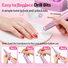 PYVOLA bits and sanding bands laid out for versatile nail shaping benefits