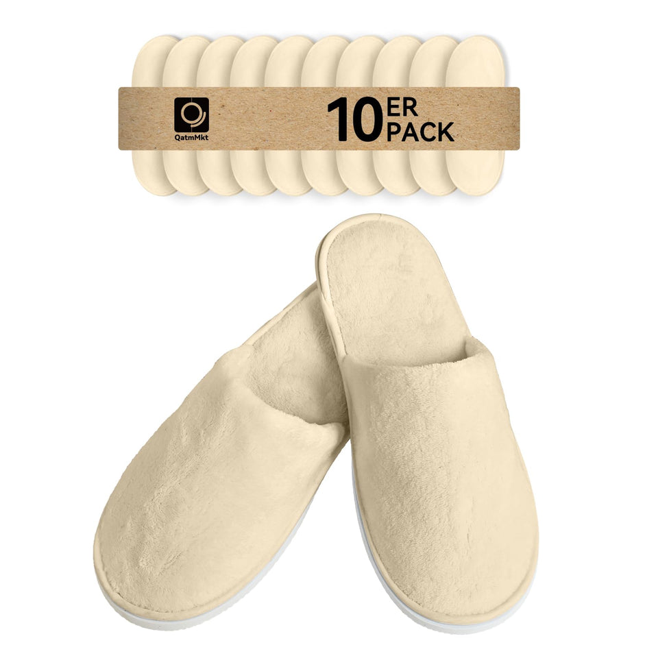 QatmMkt front packaging showing ten coral fleece pairs and value pack benefit