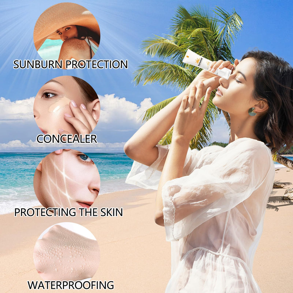 Qawnfy on face outdoors showing non-sticky comfort during activity