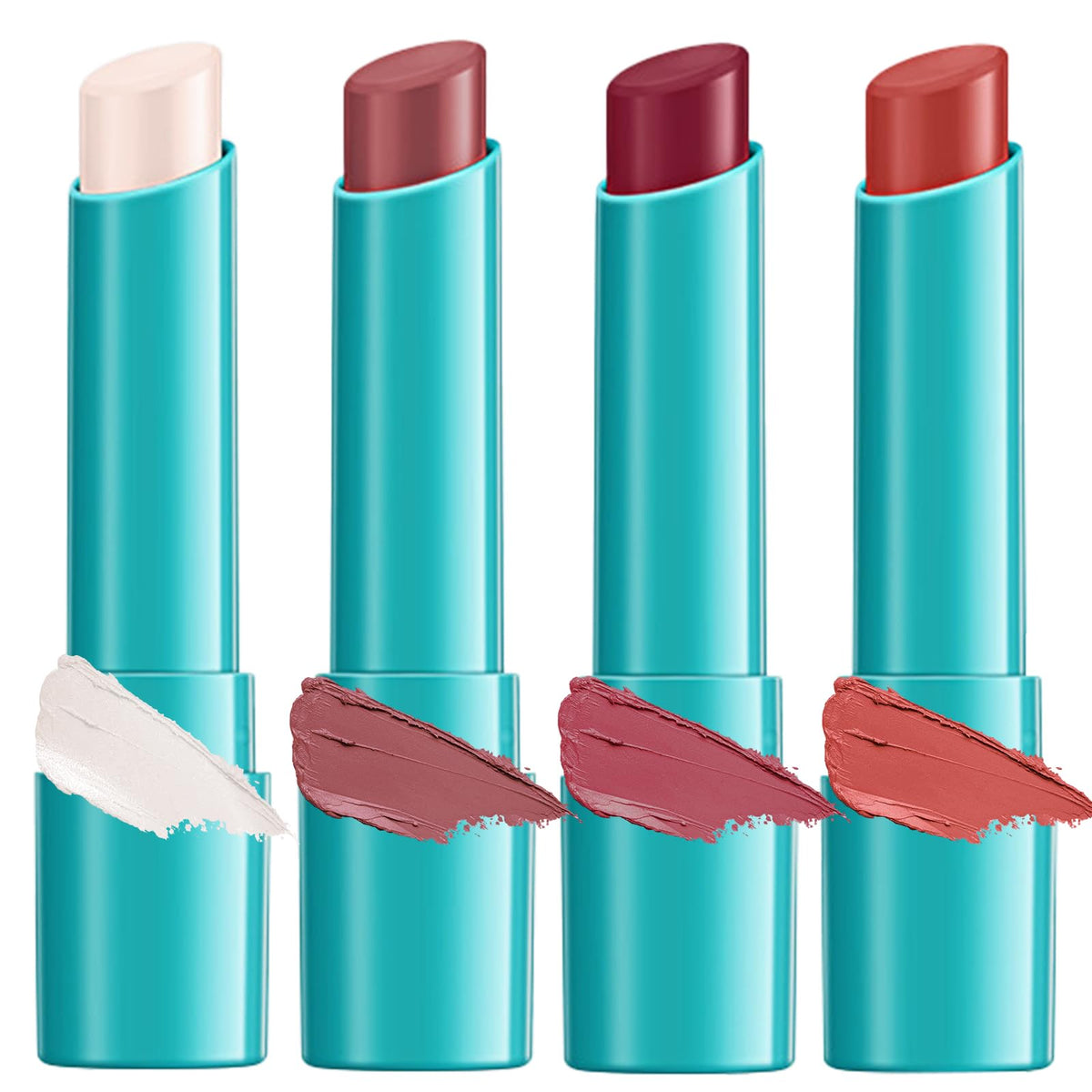 Qawnfy front packaging showing four lip oil tubes and shade labels for easy selection