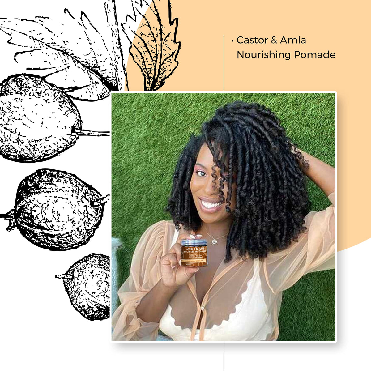 Hands applying Qhemet Biologics pomade to scalp for targeted hydration