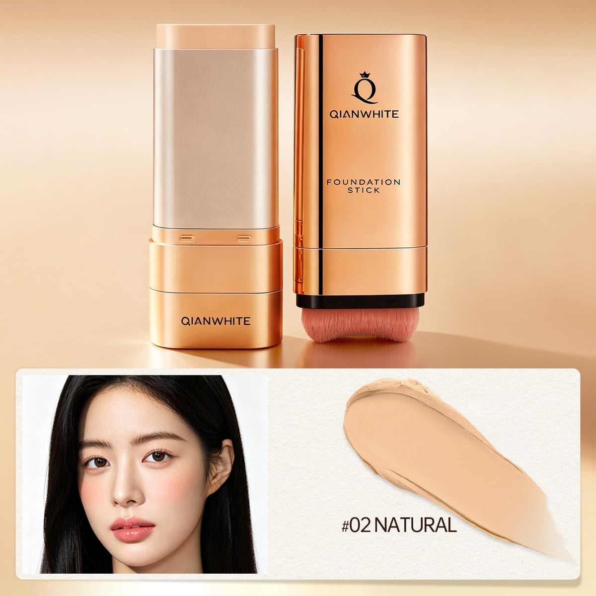 QIANWHITE dual-ended stick and brush for precise application and blending