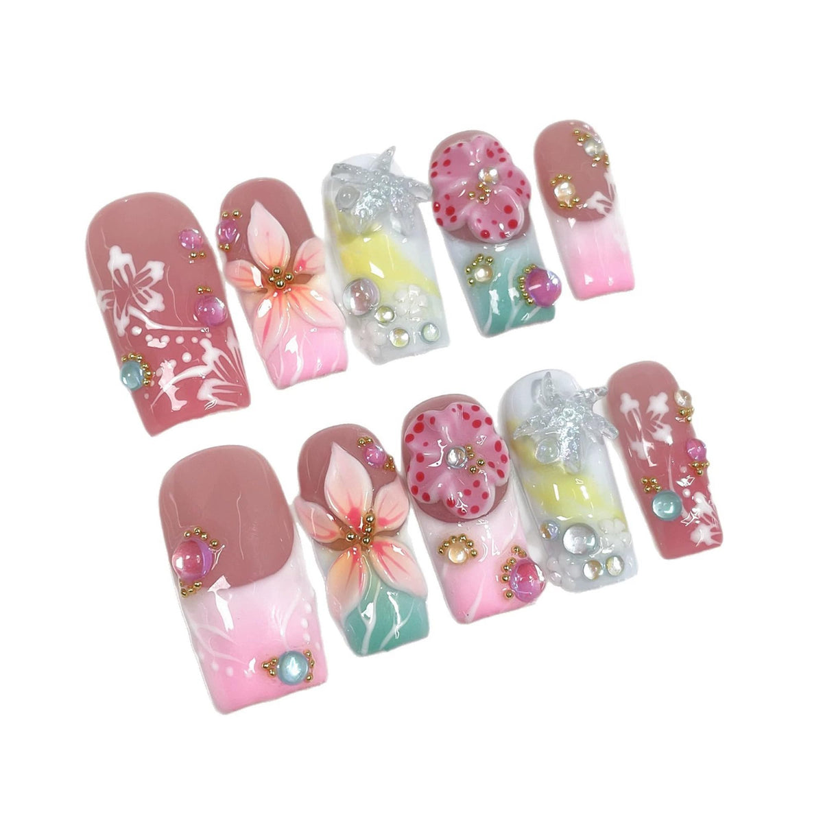 Qicaijia close detail of pink gradient French tips highlighting smooth color transition and polished finish