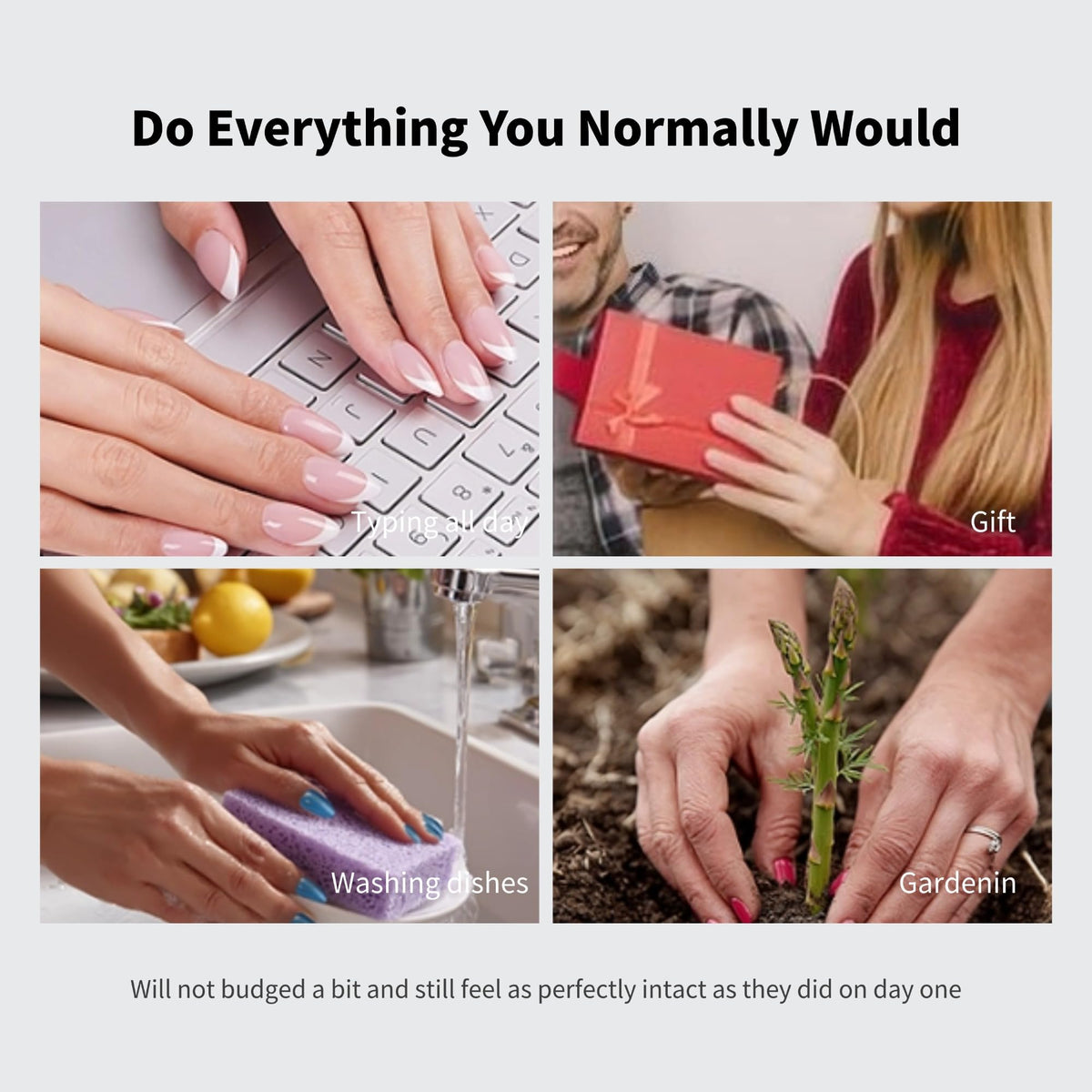 Qicaijia lifestyle shot on a vanity showing finished manicure for event-ready polished appearance