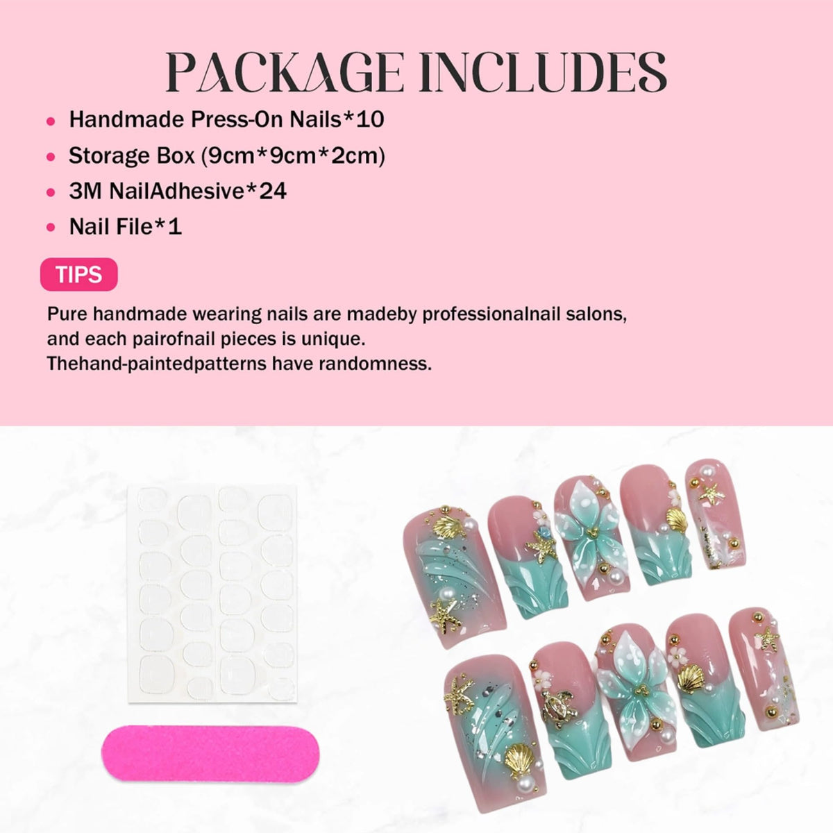 Qicaijia nails in hand demonstrating size M scale and wearable length