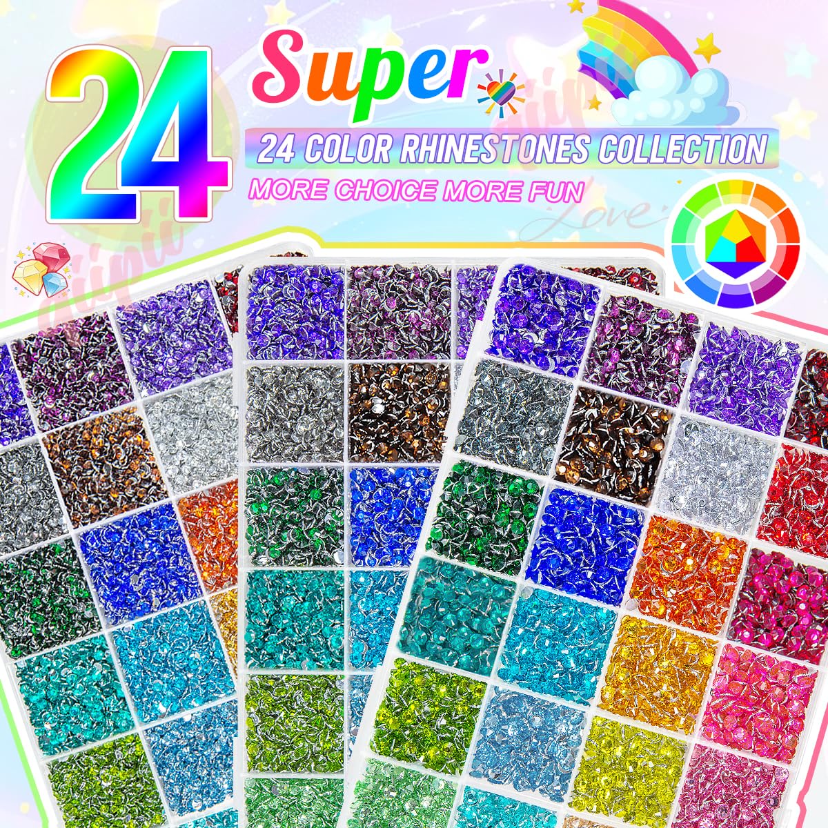 qiipii size comparison of 3mm 4mm and 5mm gems for design planning
