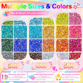 qiipii close-up on 24-color grid highlighting vivid resin rhinestones