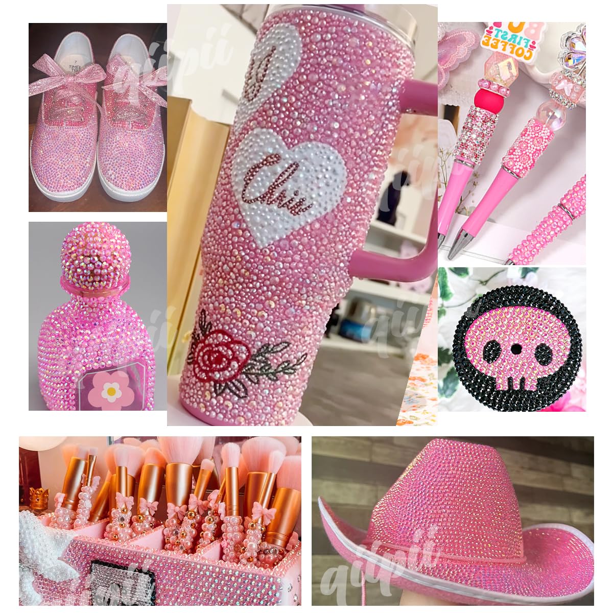 qiipii rhinestones decorating a tumbler adding vibrant, long-lasting sparkle