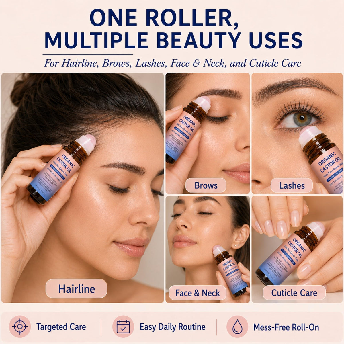 QIMHETU label close-up highlighting 100% pure castor oil single-ingredient clarity