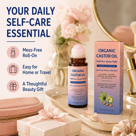 QIMHETU in a bathroom scene as a calming self-care ritual with rose quartz roller