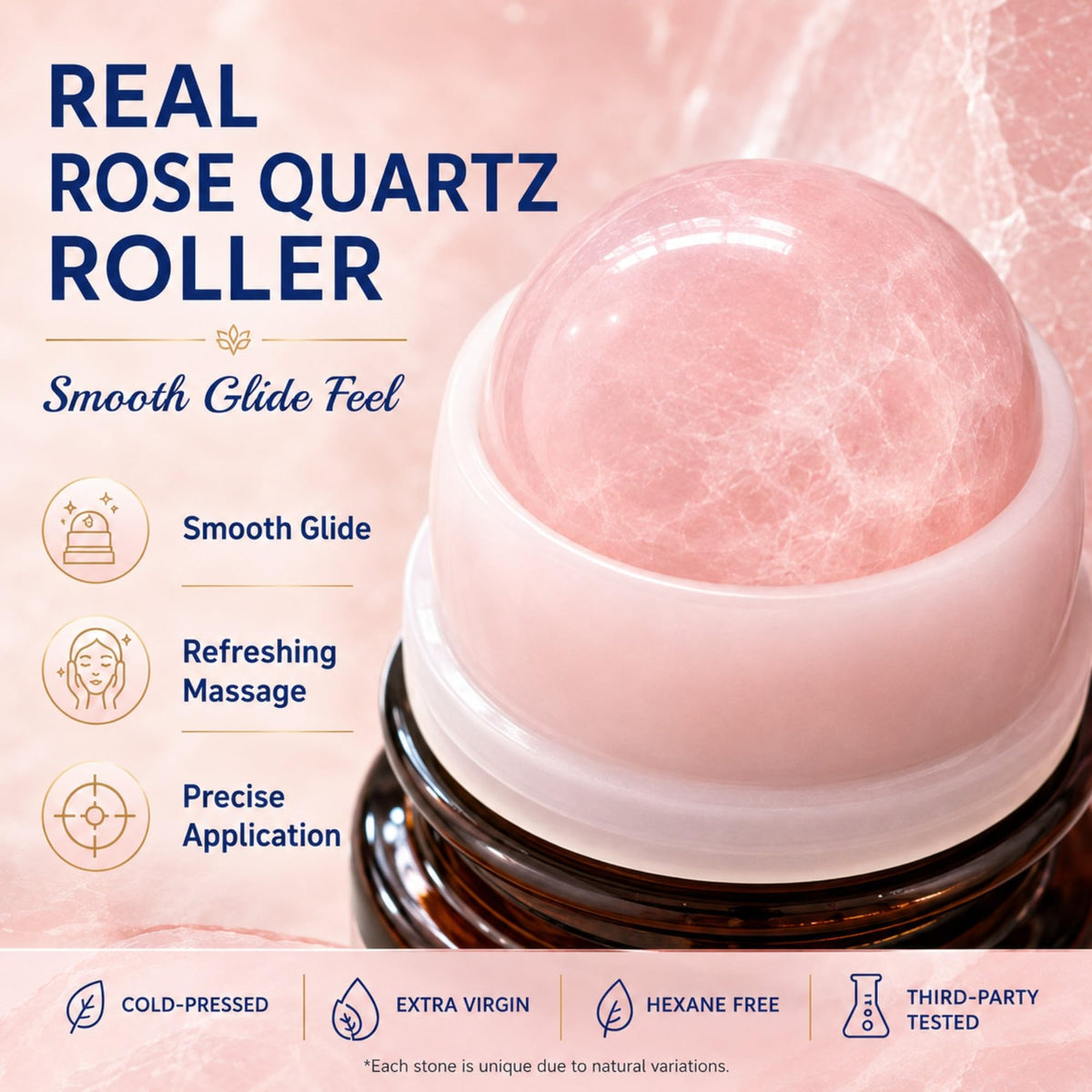 QIMHETU roll-on being applied to eyebrow for precise, mess-free oil placement
