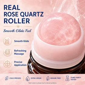 QIMHETU roll-on being applied to eyebrow for precise, mess-free oil placement