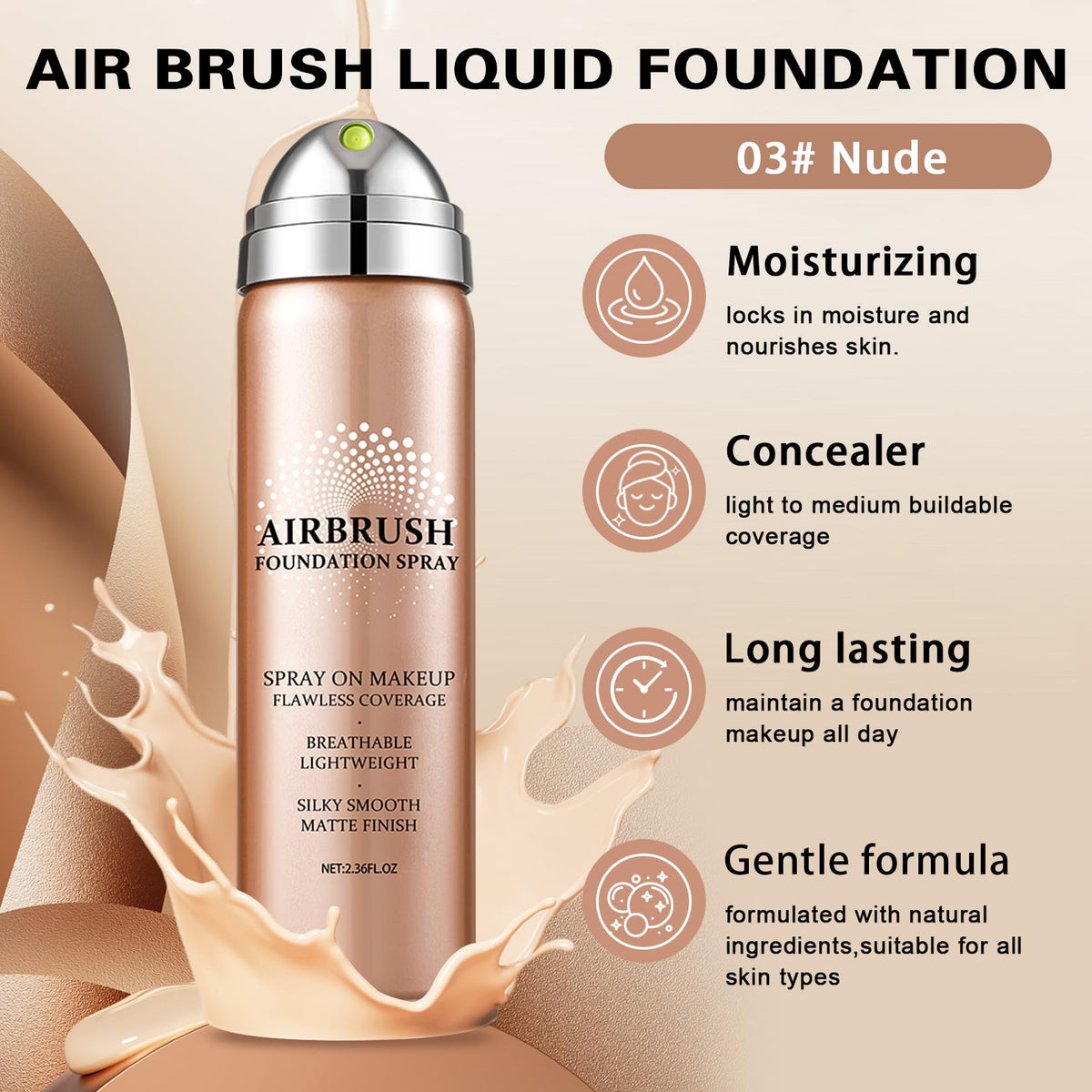 QIUFSSE close-up texture of spray mist highlighting smooth finish
