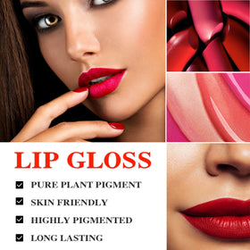 QIUFSSE finished gloss swatches on card showing vivid payoff and shine