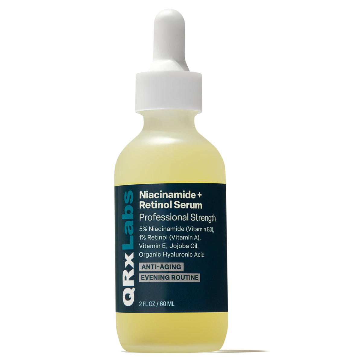 QRxLabs front bottle view showing product label and benefits