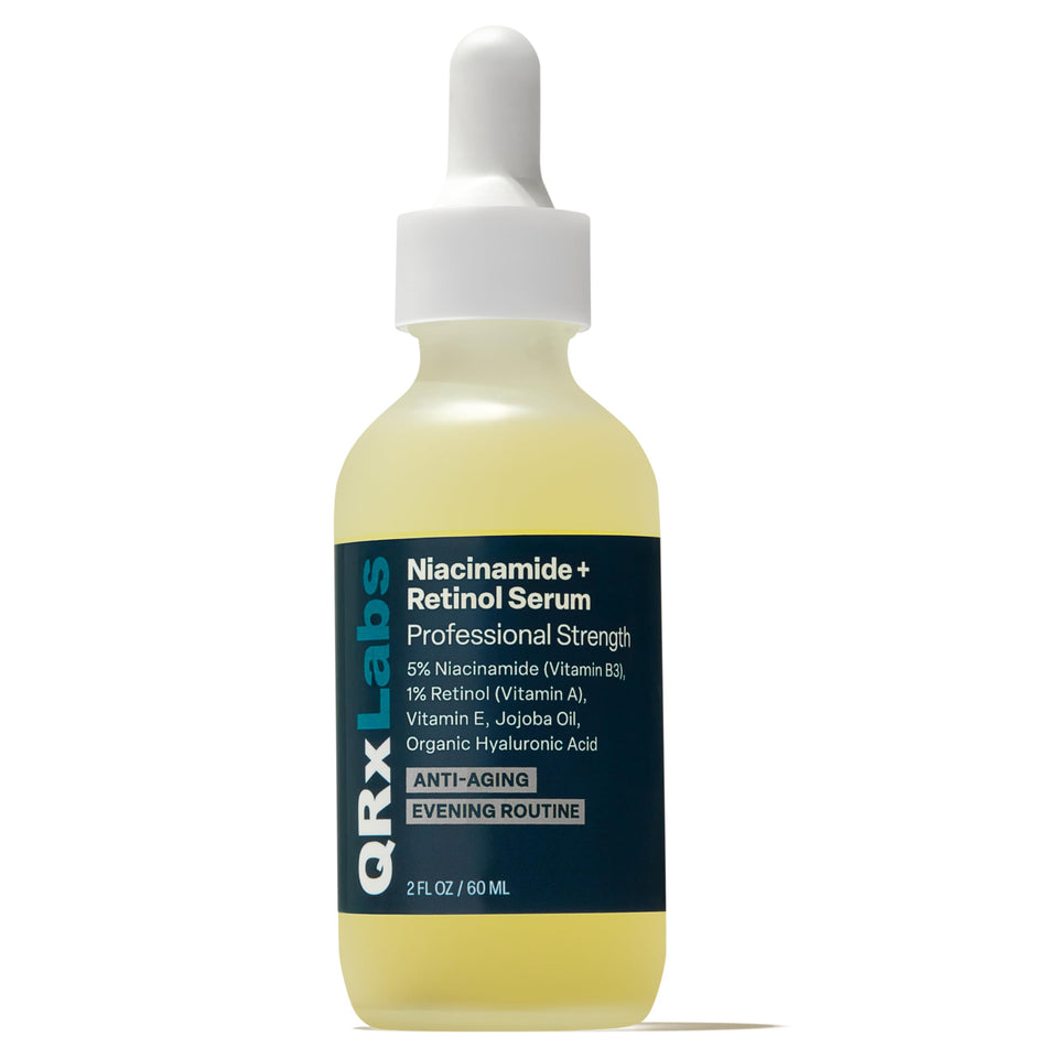 QRxLabs front bottle view showing product label and benefits