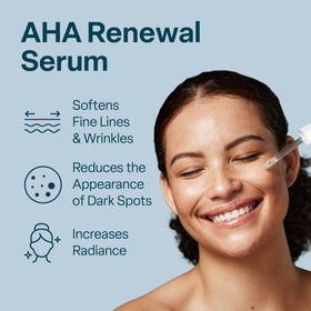 QRxLabs dropper dispensing clear glycolic serum illustrating controlled application and precision